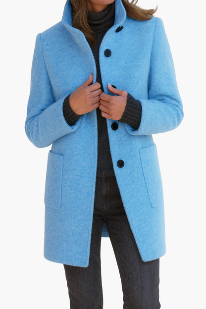 Women's Classic Straight-Cut Winter Coat with High Collar – Elegant Everyday Outerwear