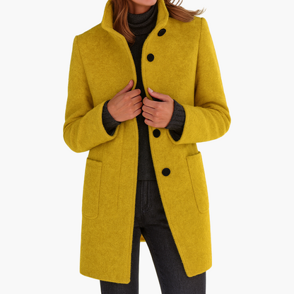 Women's Classic Straight-Cut Winter Coat with High Collar – Elegant Everyday Outerwear