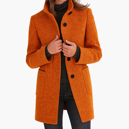 Women's Classic Straight-Cut Winter Coat with High Collar – Elegant Everyday Outerwear