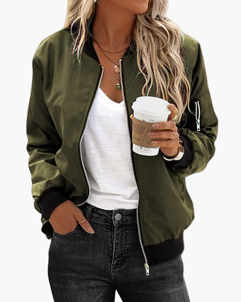 Women's Classic Bomber Jacket Casual Everyday Style