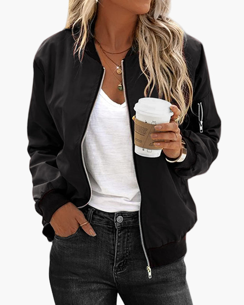 Women's Classic Bomber Jacket Casual Everyday Style