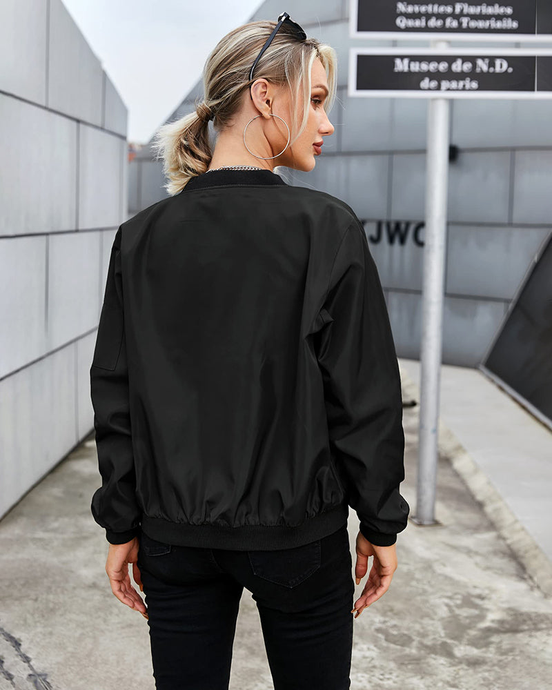 Women's Classic Bomber Jacket Casual Everyday Style