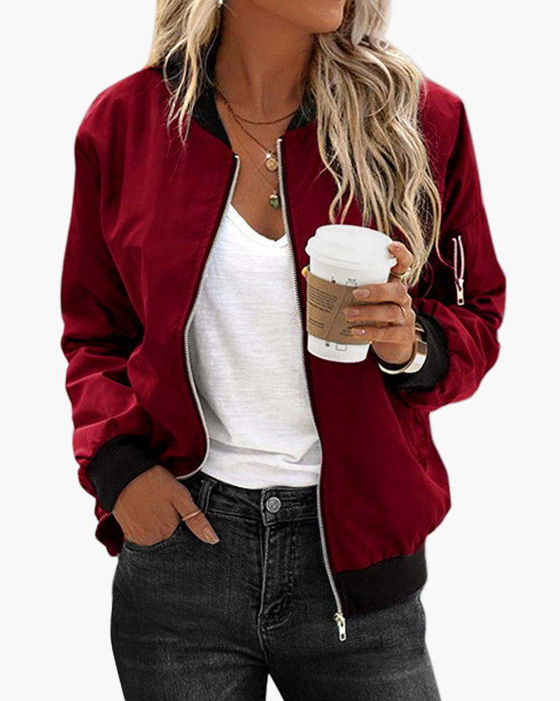 Women's Classic Bomber Jacket Casual Everyday Style