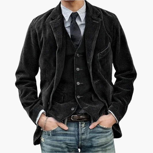 Men's Corduroy Blazer Casual Vintage Business Jacket