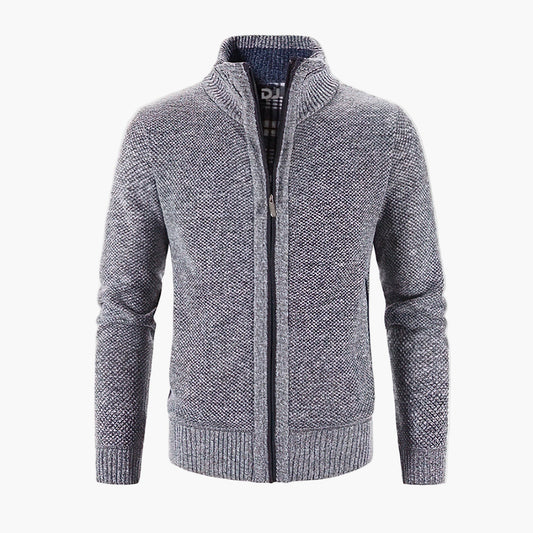 Men's Modern Zip-Up Knit Cardigan Sweater for Versatile Casual or Office Wear