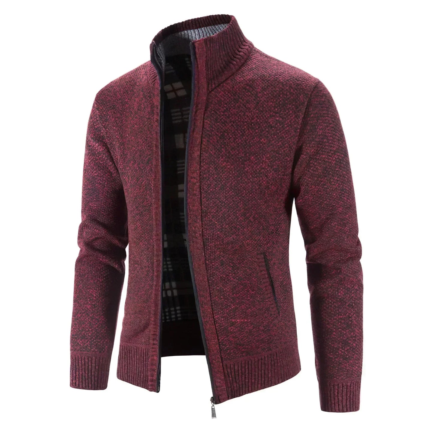 Men's Modern Zip-Up Knit Cardigan Sweater for Versatile Casual or Office Wear