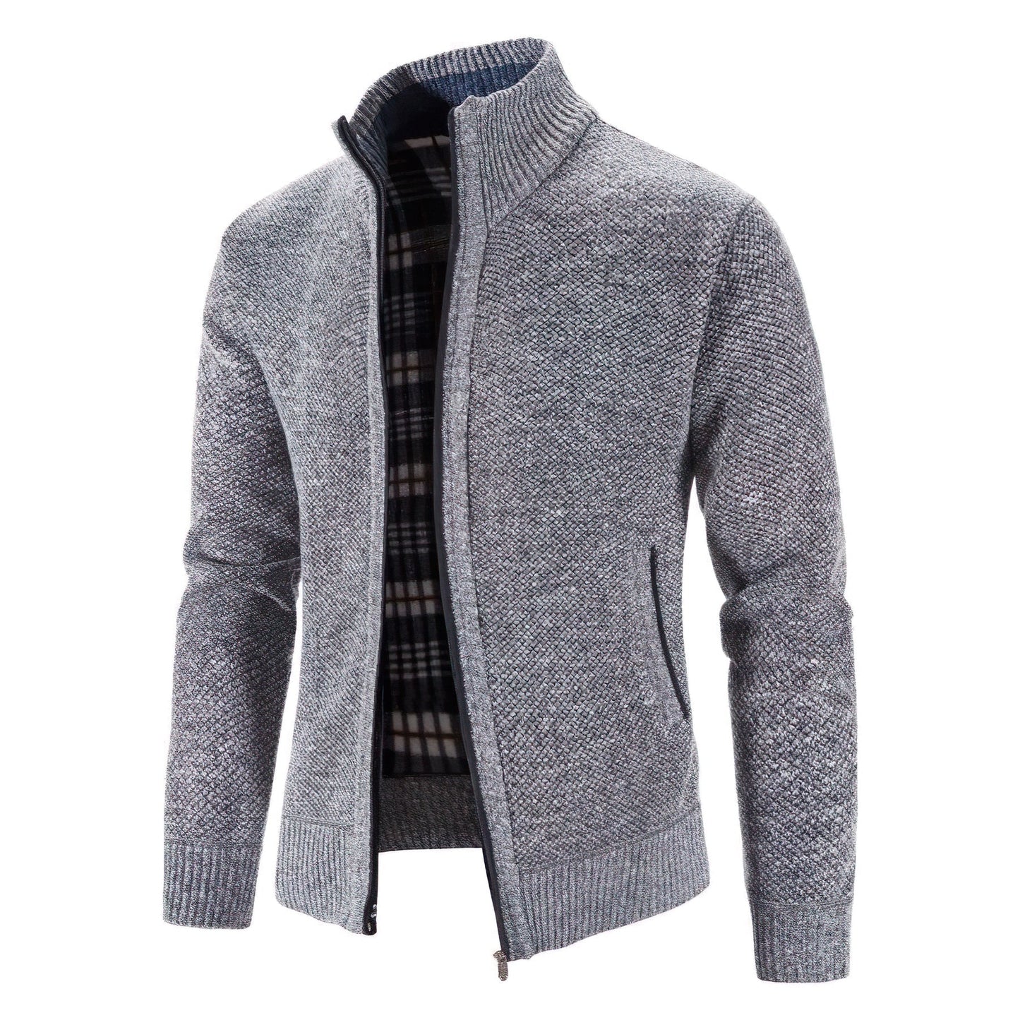 Men's Modern Zip-Up Knit Cardigan Sweater for Versatile Casual or Office Wear