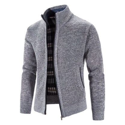 Men's Modern Zip-Up Knit Cardigan Sweater for Versatile Casual or Office Wear