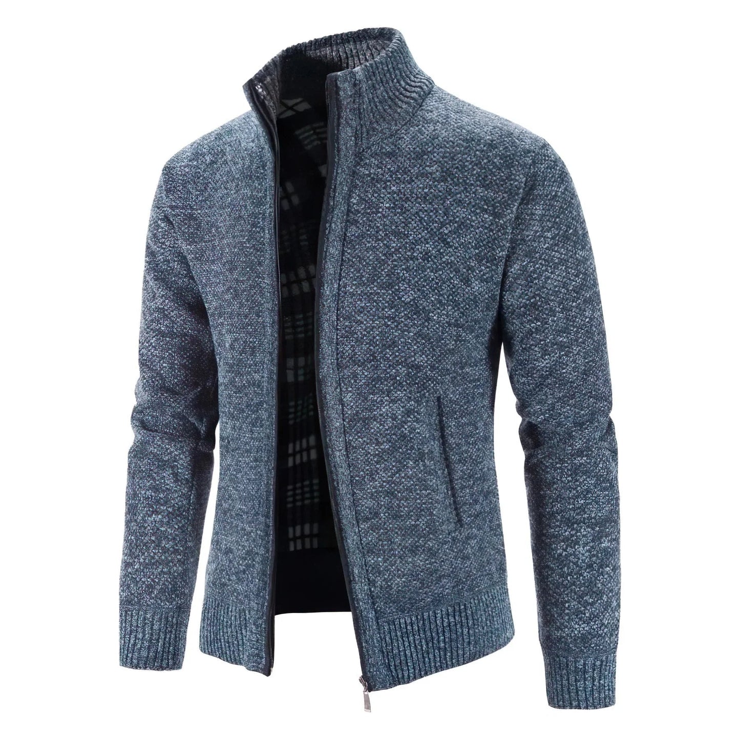 Men's Modern Zip-Up Knit Cardigan Sweater for Versatile Casual or Office Wear