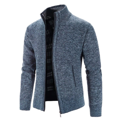 Men's Modern Zip-Up Knit Cardigan Sweater for Versatile Casual or Office Wear