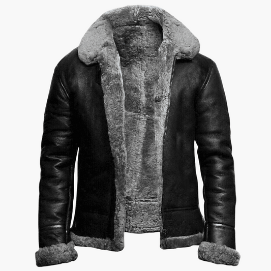 Men's Winter Aviator Shearling Style Jacket – Trendy Warm Outerwear for Cold Weather