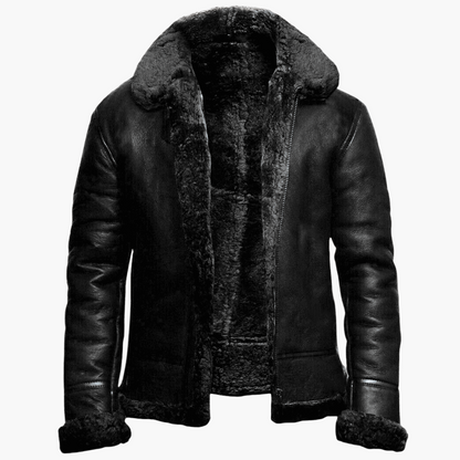Men's Winter Aviator Shearling Style Jacket – Trendy Warm Outerwear for Cold Weather