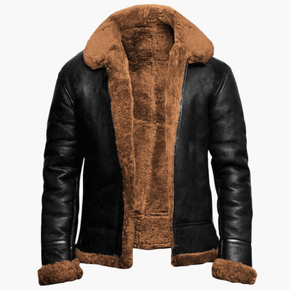 Men's Winter Aviator Shearling Style Jacket – Trendy Warm Outerwear for Cold Weather