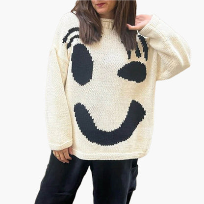 Women's Artistic Graphic Knit Jumper Casual Relaxed Fit Sweater