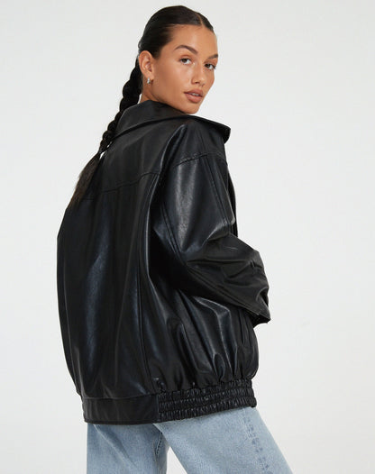 Women's Oversized Bomber Jacket – Trendy Relaxed Fit for Everyday and Night Out Style
