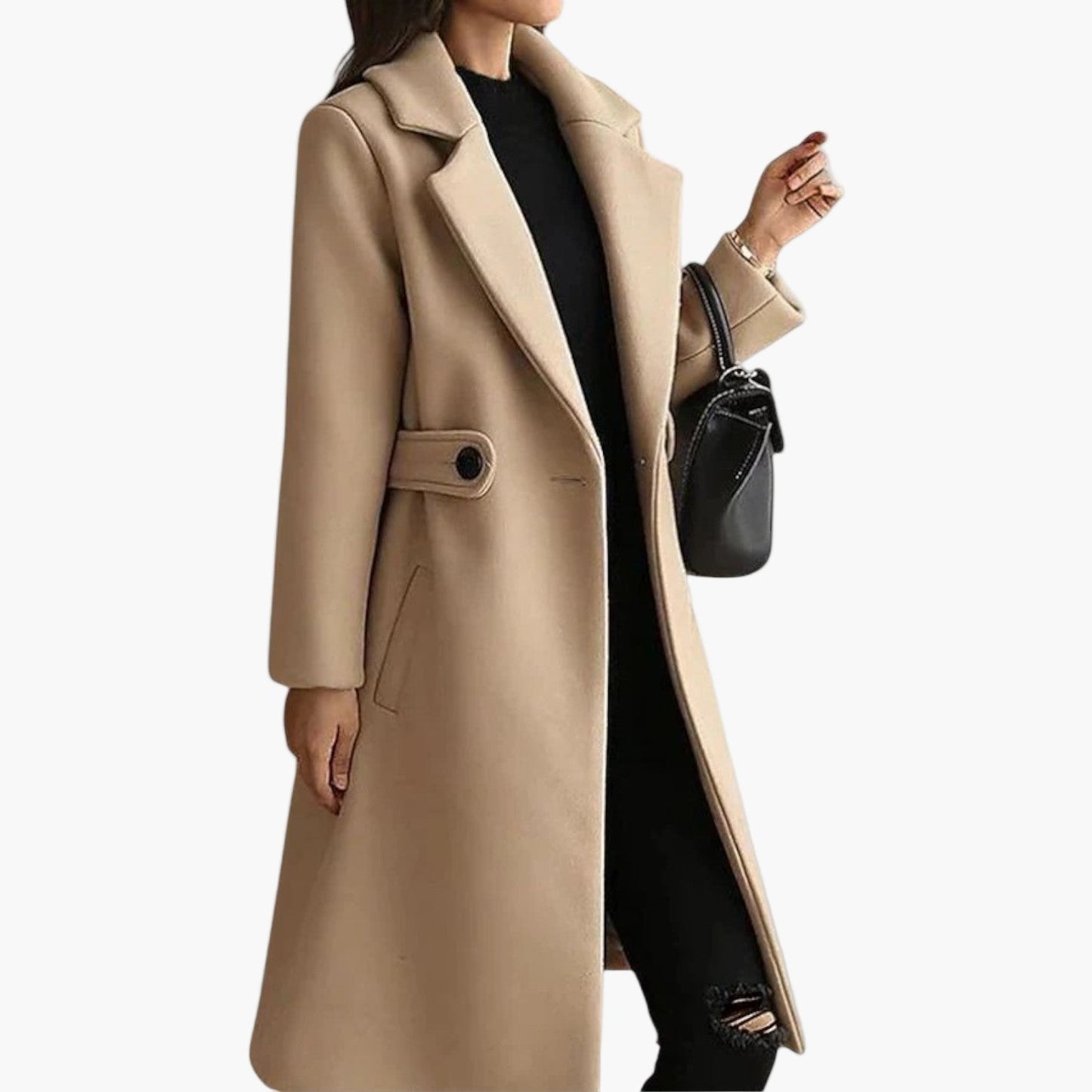 Women's Classic Long Belted Winter Coat – Elegant Tailored Overcoat for Everyday or Business Wear
