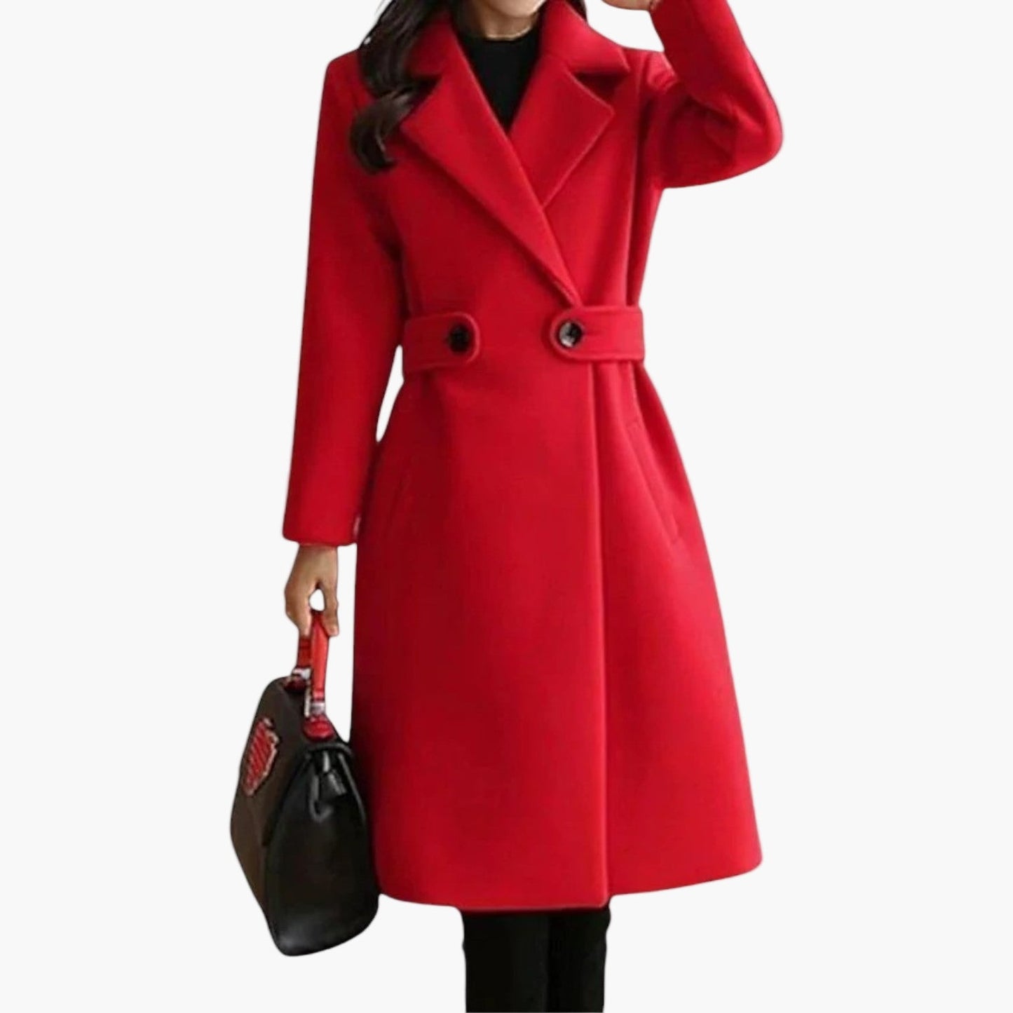 Women's Classic Long Belted Winter Coat – Elegant Tailored Overcoat for Everyday or Business Wear