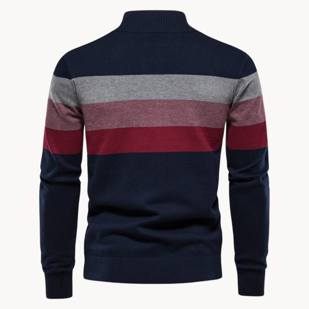 Men's Classic Quarter-Zip Striped Sweater – Versatile Casual Fashion Pullover