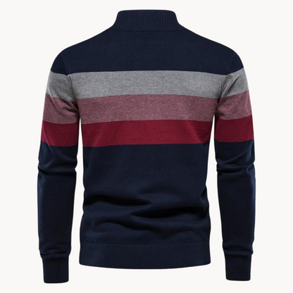 Men's Classic Quarter-Zip Striped Sweater – Versatile Casual Fashion Pullover