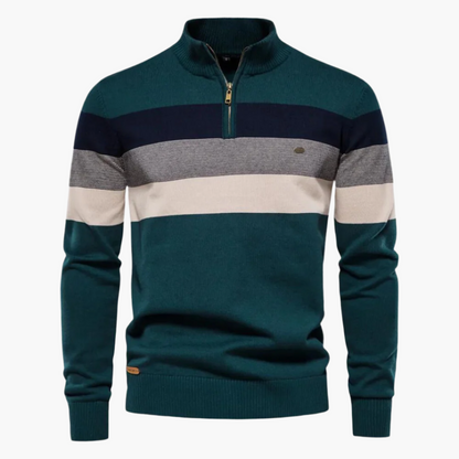 Men's Classic Quarter-Zip Striped Sweater – Versatile Casual Fashion Pullover
