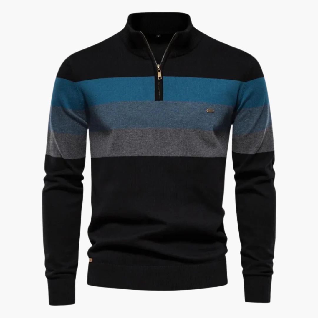 Men's Classic Quarter-Zip Striped Sweater – Versatile Casual Fashion Pullover