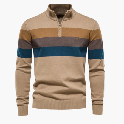 Men's Classic Quarter-Zip Striped Sweater – Versatile Casual Fashion Pullover