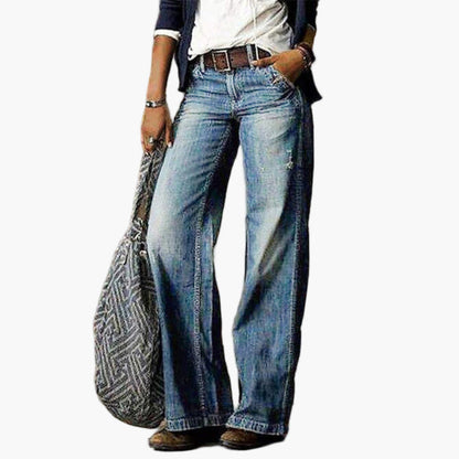 Women's High Waist Wide Leg Jeans - Vintage Casual Style