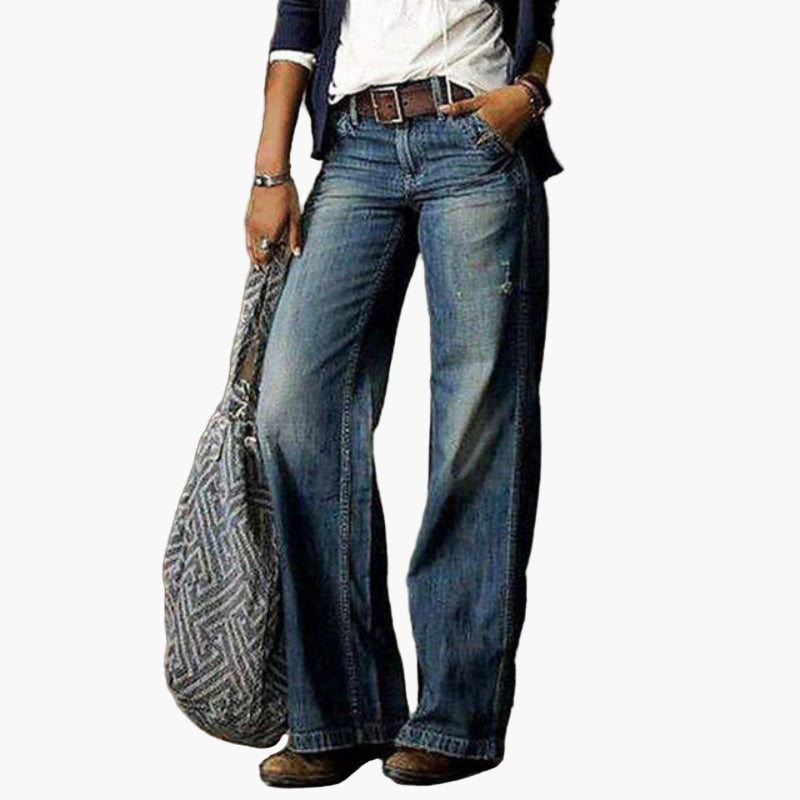 Women's High Waist Wide Leg Jeans - Vintage Casual Style