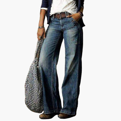Women's High Waist Wide Leg Jeans - Vintage Casual Style