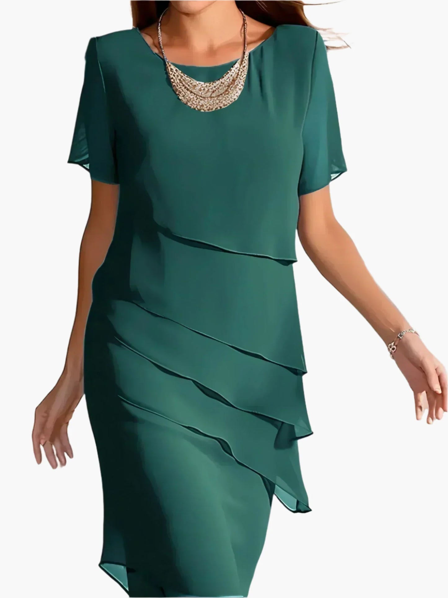 Women's Elegant Layered Evening Dress - Slimming Formal Cocktail Party Wear