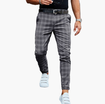Men's Slim Fit Stretch Checkered Chino Pants – Casual & Business Style