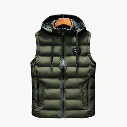 Men's Outdoor Thermal Puffer Vest with Hood – Modern Performance Style