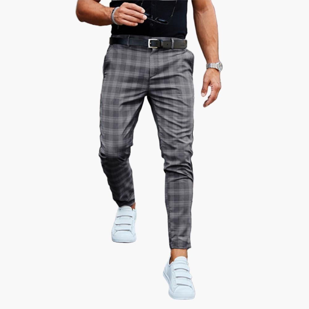 Men's Slim Fit Plaid Chino Pants – Trendy Casual Trousers for Everyday Style