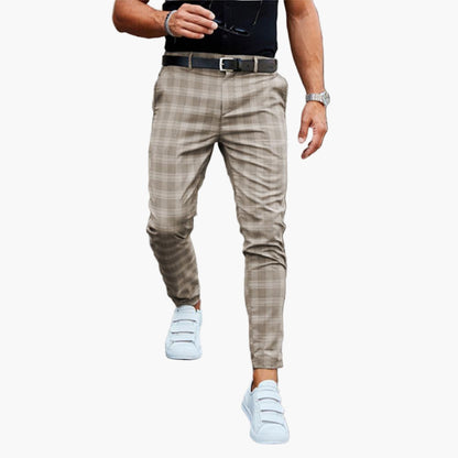 Men's Slim Fit Plaid Chino Pants – Trendy Casual Trousers for Everyday Style