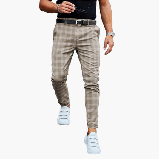 Men's Slim Fit Plaid Chino Pants – Trendy Casual Trousers for Everyday Style