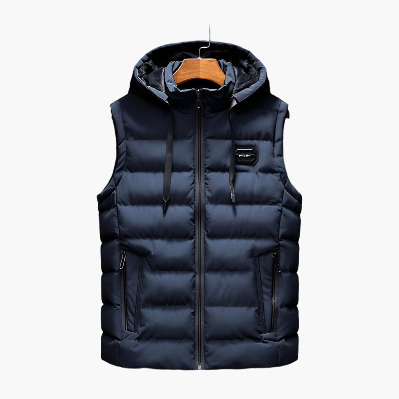 Men's Outdoor Thermal Puffer Vest with Hood – Modern Performance Style
