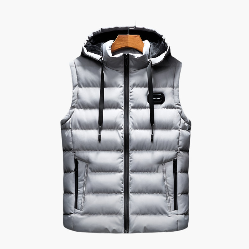 Men's Outdoor Thermal Puffer Vest with Hood – Modern Performance Style