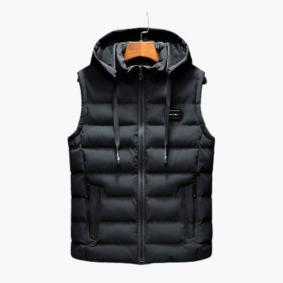 Men's Outdoor Thermal Puffer Vest with Hood – Modern Performance Style