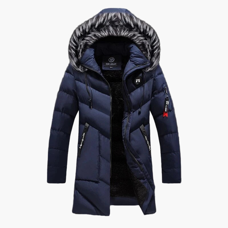 Men's Hooded Parka Winter Coat with Faux Fur Trim - Stylish Warm Outdoor Jacket