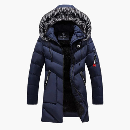 Men's Hooded Parka Winter Coat with Faux Fur Trim - Stylish Warm Outdoor Jacket