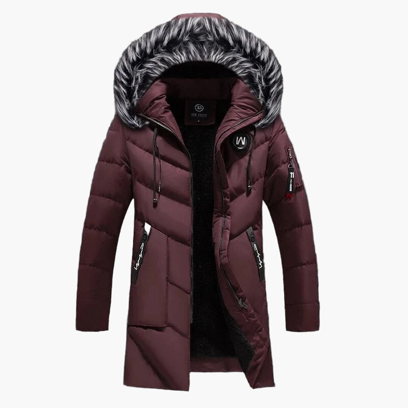 Men's Hooded Parka Winter Coat with Faux Fur Trim - Stylish Warm Outdoor Jacket