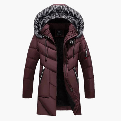 Men's Hooded Parka Winter Coat with Faux Fur Trim - Stylish Warm Outdoor Jacket