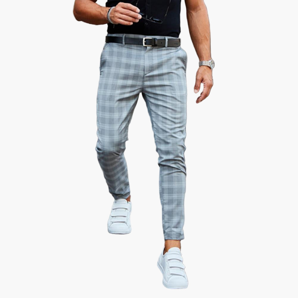 Men's Slim Fit Plaid Chino Pants – Trendy Casual Trousers for Everyday Style