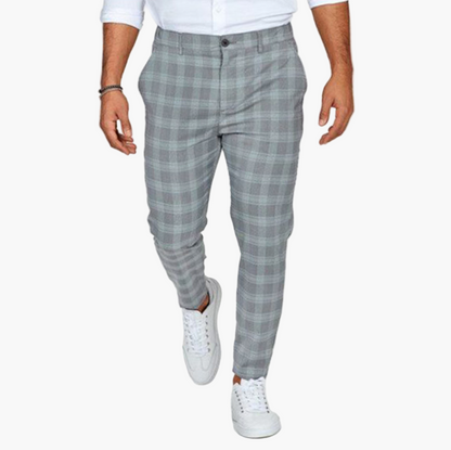 Men's Slim Fit Stretch Checkered Chino Pants – Casual & Business Style