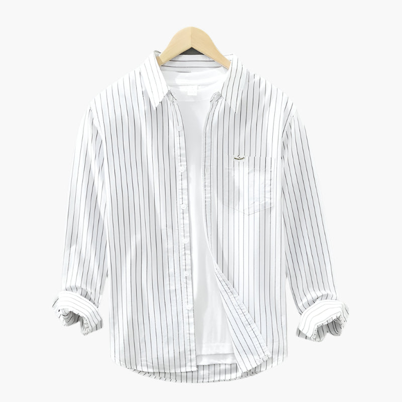 Men's Striped Casual Button-Up Shirt – Classic Relaxed Fit for Summer Style