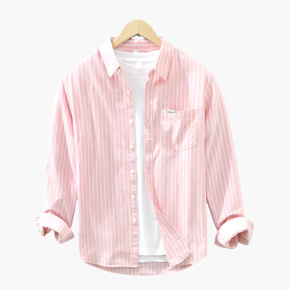 Men's Striped Casual Button-Up Shirt – Classic Relaxed Fit for Summer Style