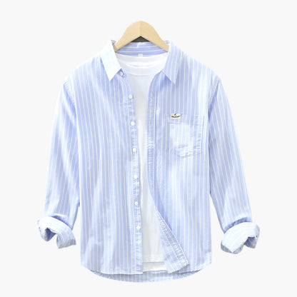 Men's Striped Casual Button-Up Shirt – Classic Relaxed Fit for Summer Style