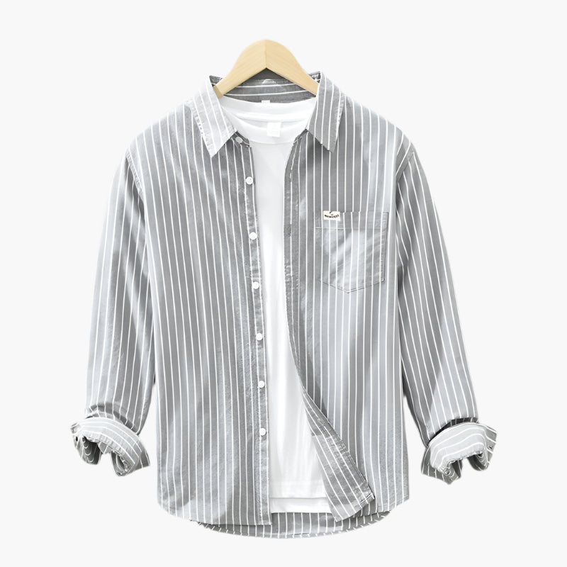 Men's Striped Casual Button-Up Shirt – Classic Relaxed Fit for Summer Style