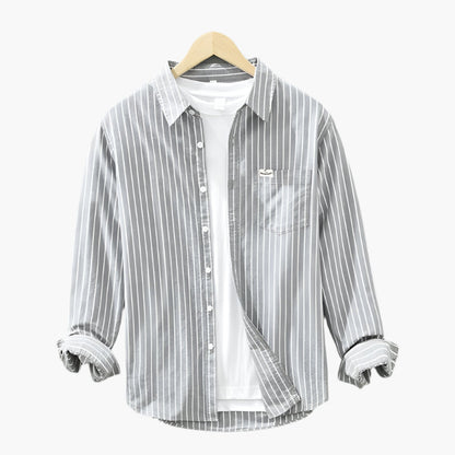 Men's Striped Casual Button-Up Shirt – Classic Relaxed Fit for Summer Style