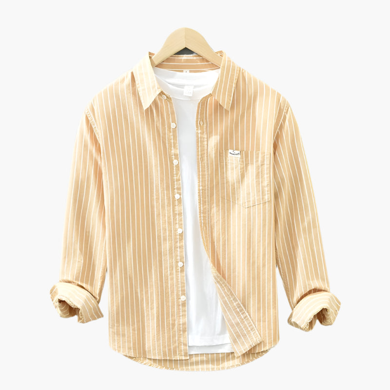 Men's Striped Casual Button-Up Shirt – Classic Relaxed Fit for Summer Style